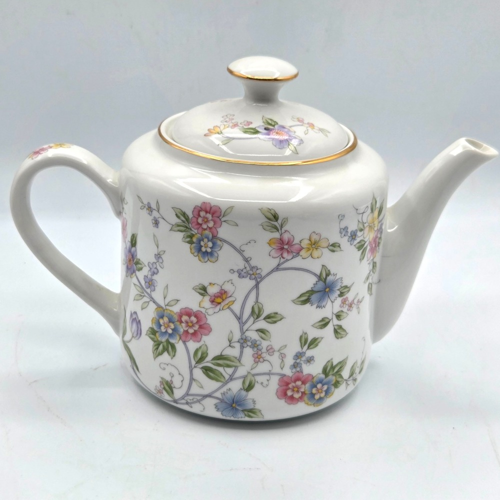 Vintage Andrea by Sadek Porcelain Teapot Corona Floral Pastel Pattern Cottage